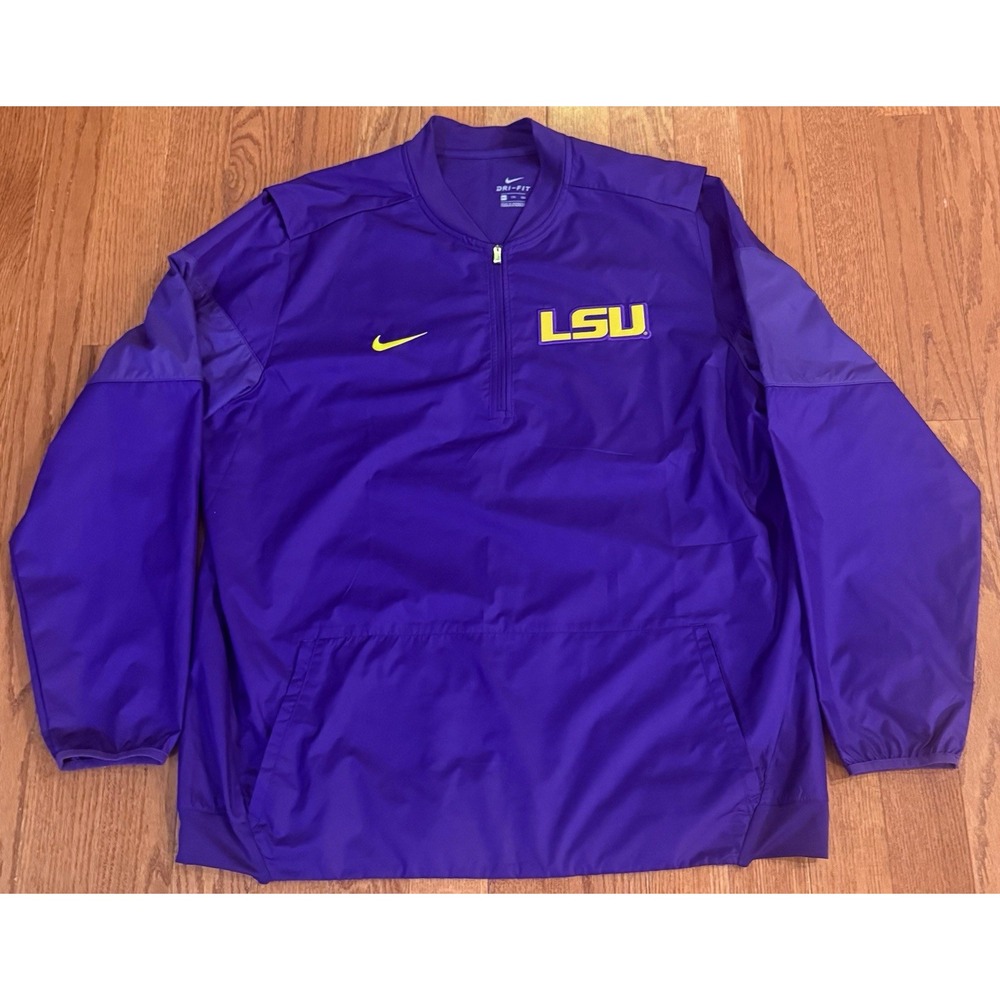 LSU Tigers Jacket Mens XXL Nike Pullover Storm Dri-Fit Purple Windbreaker